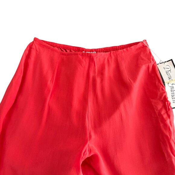NWT Diane Gilman 100% Silk Wide Leg Lounge Pants Women's Medium Casualchic Red - Picture 3 of 10
